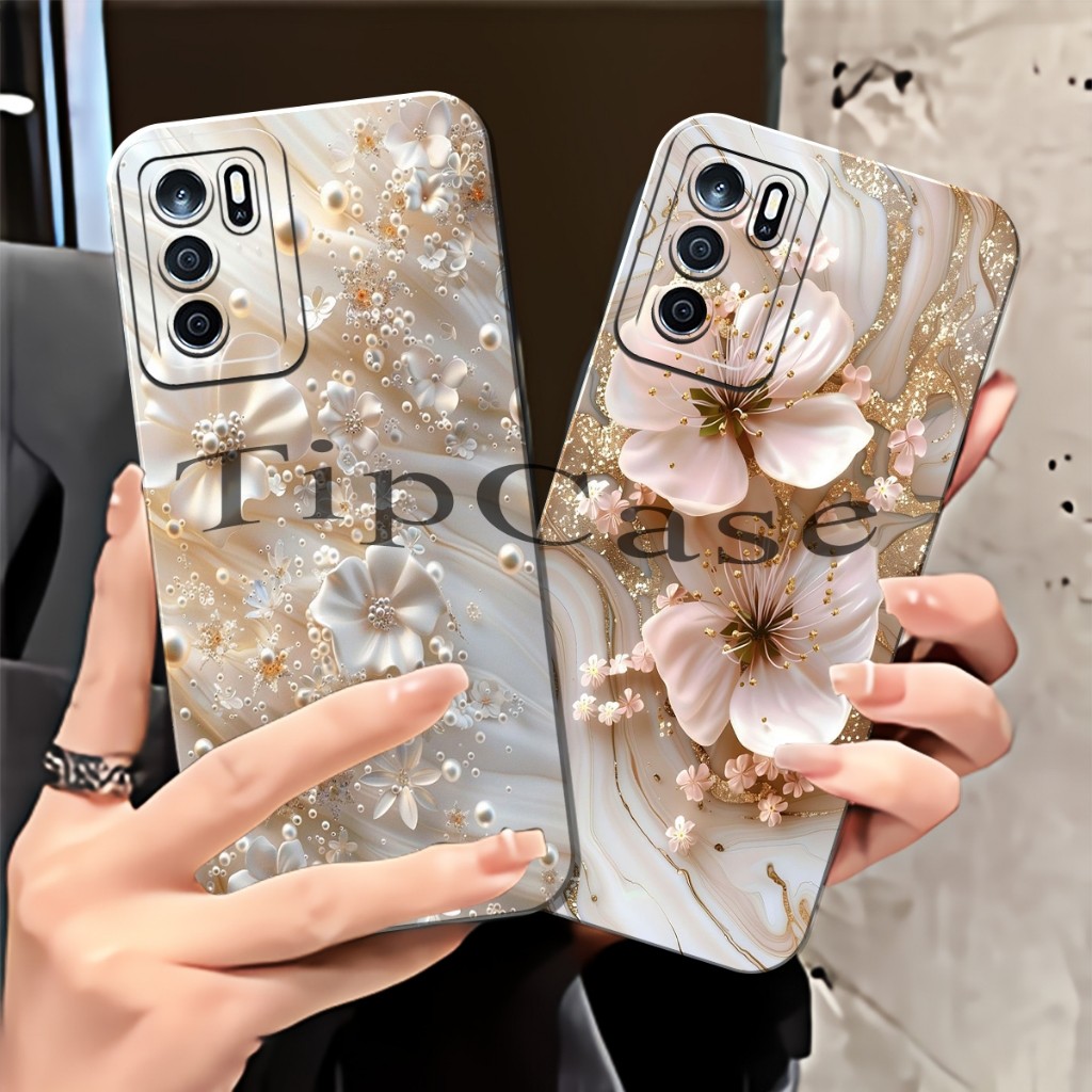Case Hp Untuk Oppo A16/ A54s/ A54  Fashion Case Silikon Lentur Procamera  Motif Bunga Aesthetic