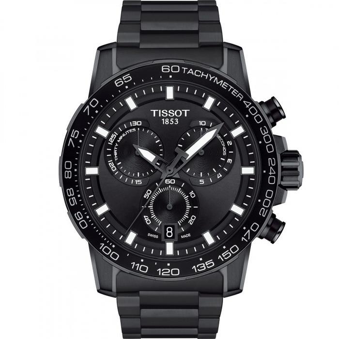 Tissot Supersport Chronograph 45.5mm Black Dial Stainless Steel Jam tangan pria Original T125.617.33