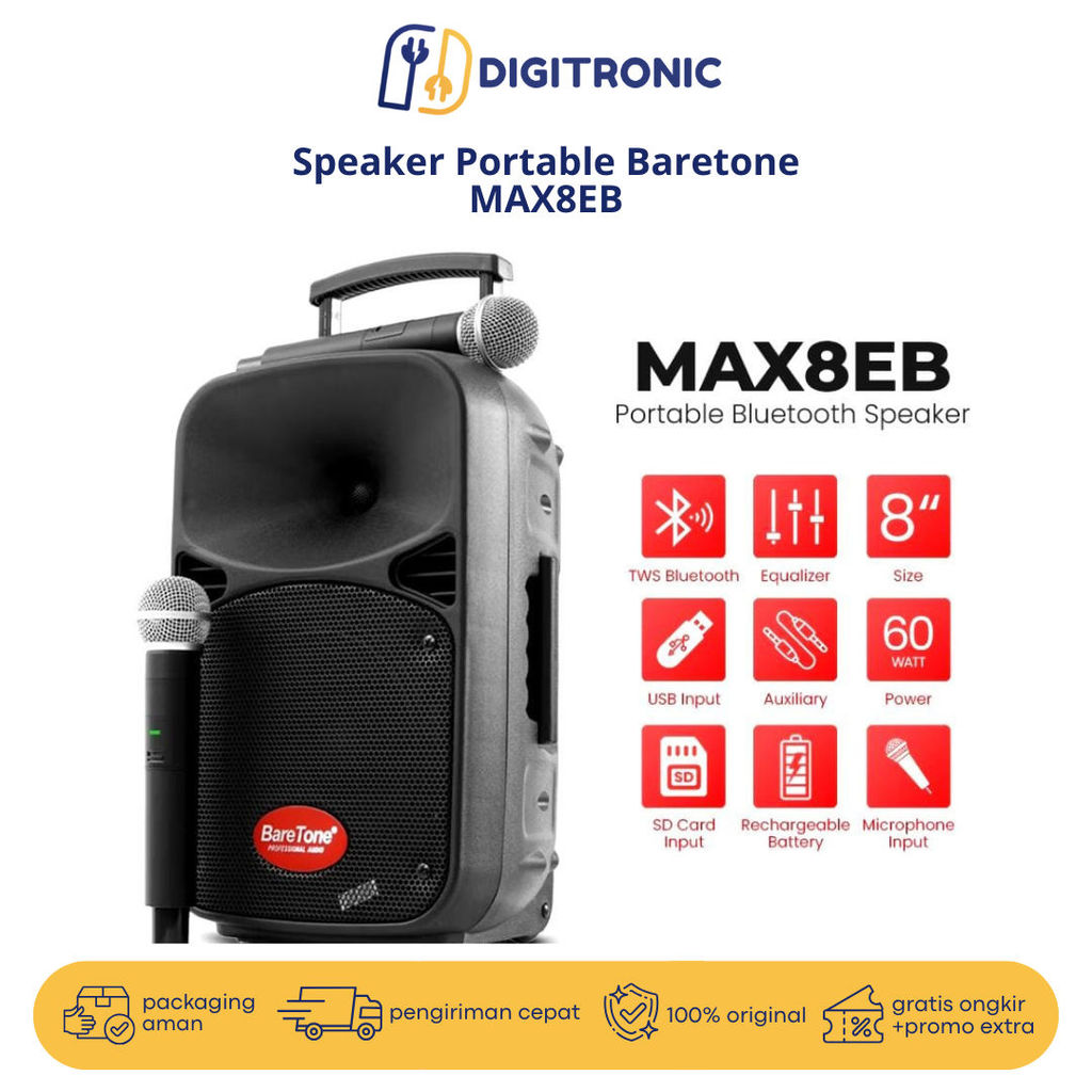 Speaker Portable Baretone MAX8EB