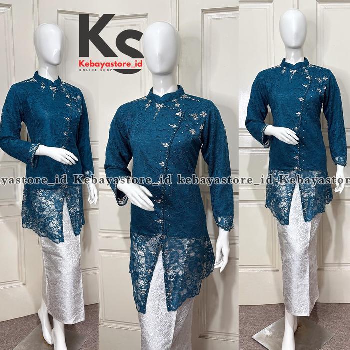 Setelan kebaya songket palembang tunik janggan payet mewah - Kebaya songket wisuda - Atasan kebaya m