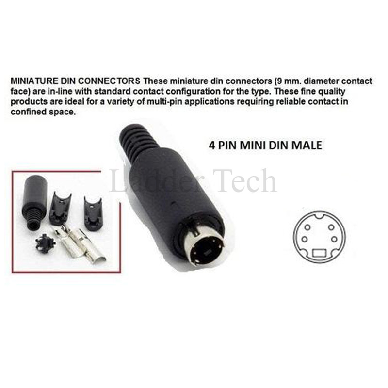 Mini Din 4pin Connector Male | Support Untuk PLC & Audio