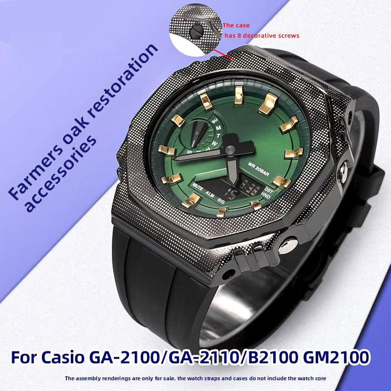 GA-2100 Rubber Watchband Camouflage Case For Casio Ga-b2100 Ga2100 Ga2110 GM2100 Men Metal Bezel spo