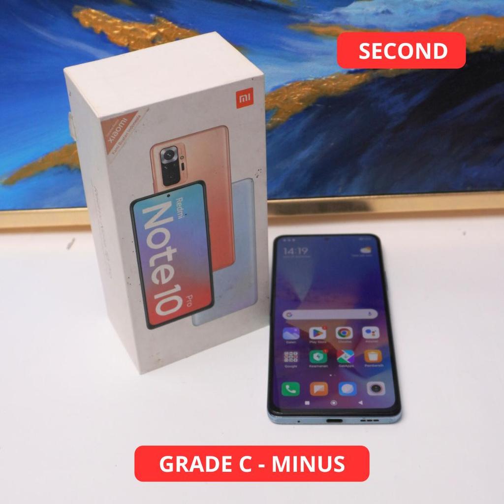 XIAOMI REDMI NOTE 10 PRO 6/64 GB GRADE C - MINUS HP SECOND ORIGINAL SINAR MUTIARA CELL