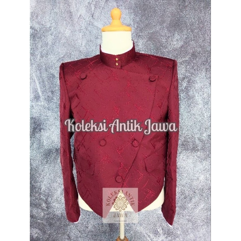 Beskap Solo Krowok Alusan Jaguar Import Premium Dark Maroon