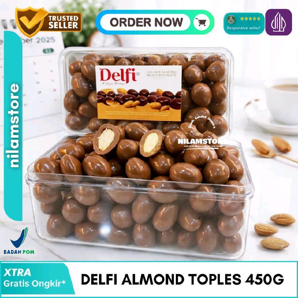 Delfi Almond atau Delfi Mede Cokelat Kiloan Delfi 450g Toples Camilan Chocolate -  Silverqueen Kiloa