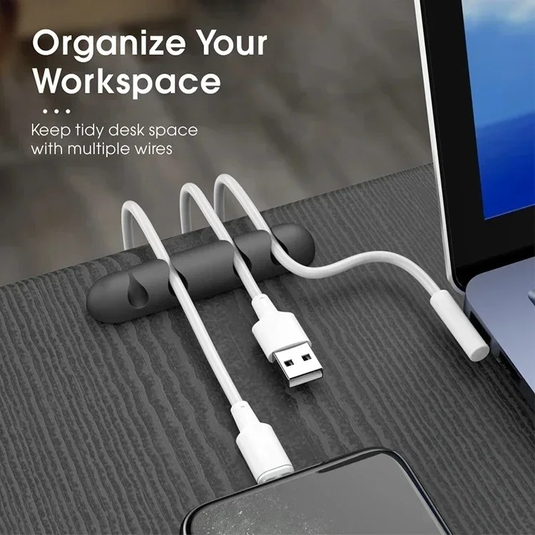 Klip Kabel Organizer Penata Pengatur 3 Jalur Rapi Cable Clip Silicone Management Meja Rapi Penjepit 