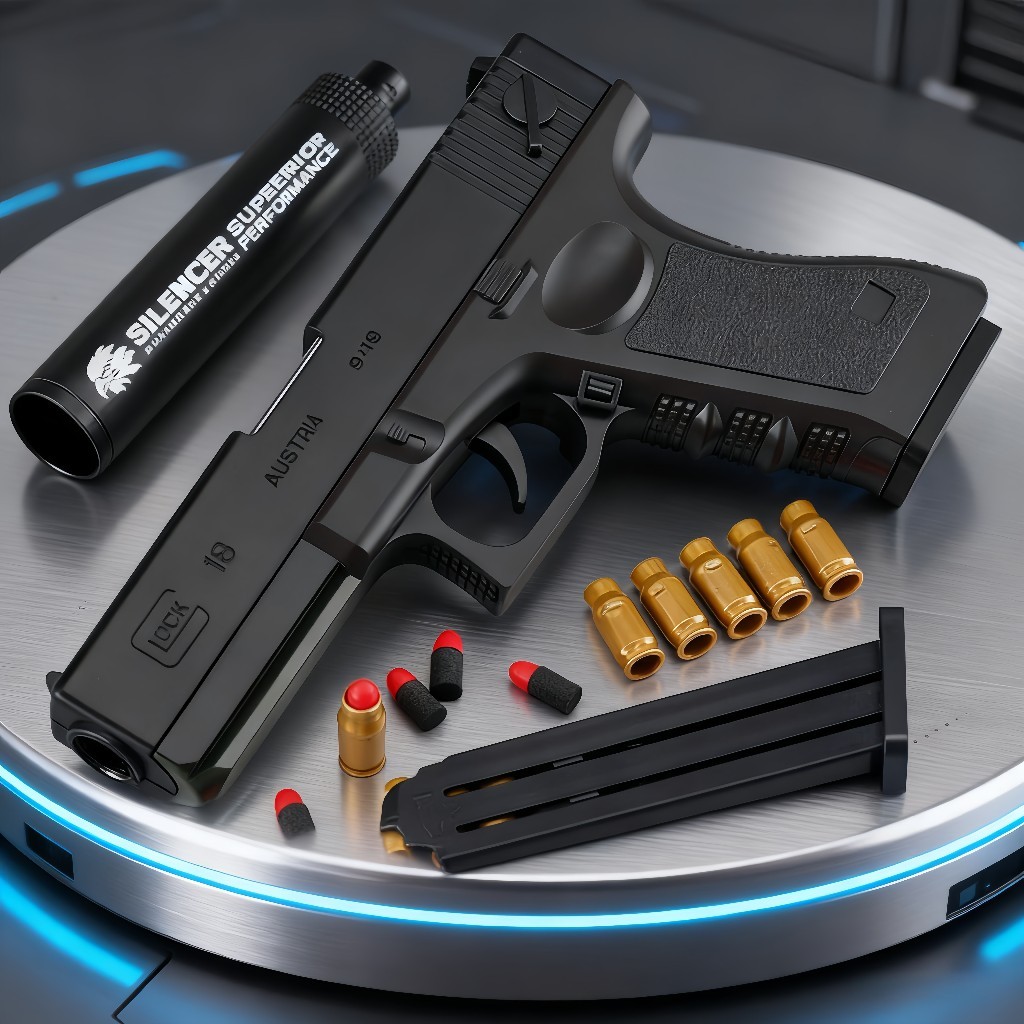 TERBARU 2026 Pistol Glock Pistol Peluru Karet Pistol mainan anak laki-laki dengan peluru mainan Gloc