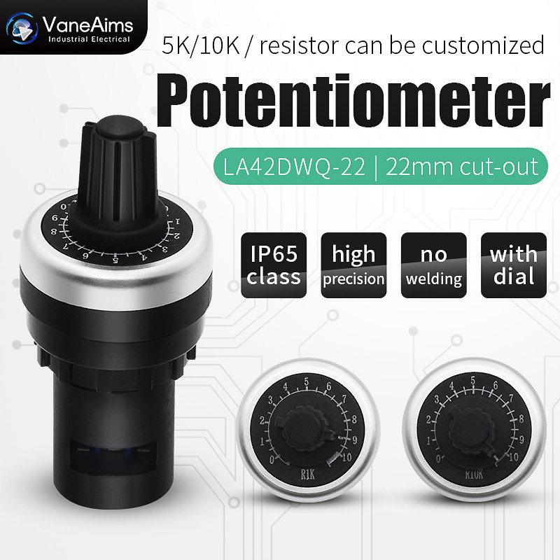 Potensiometer 1K 2K 5K 10K 20K 50K 100K 200K 500K ohm Saklar Pengaturan Resistansi 22mm Kenop Potens