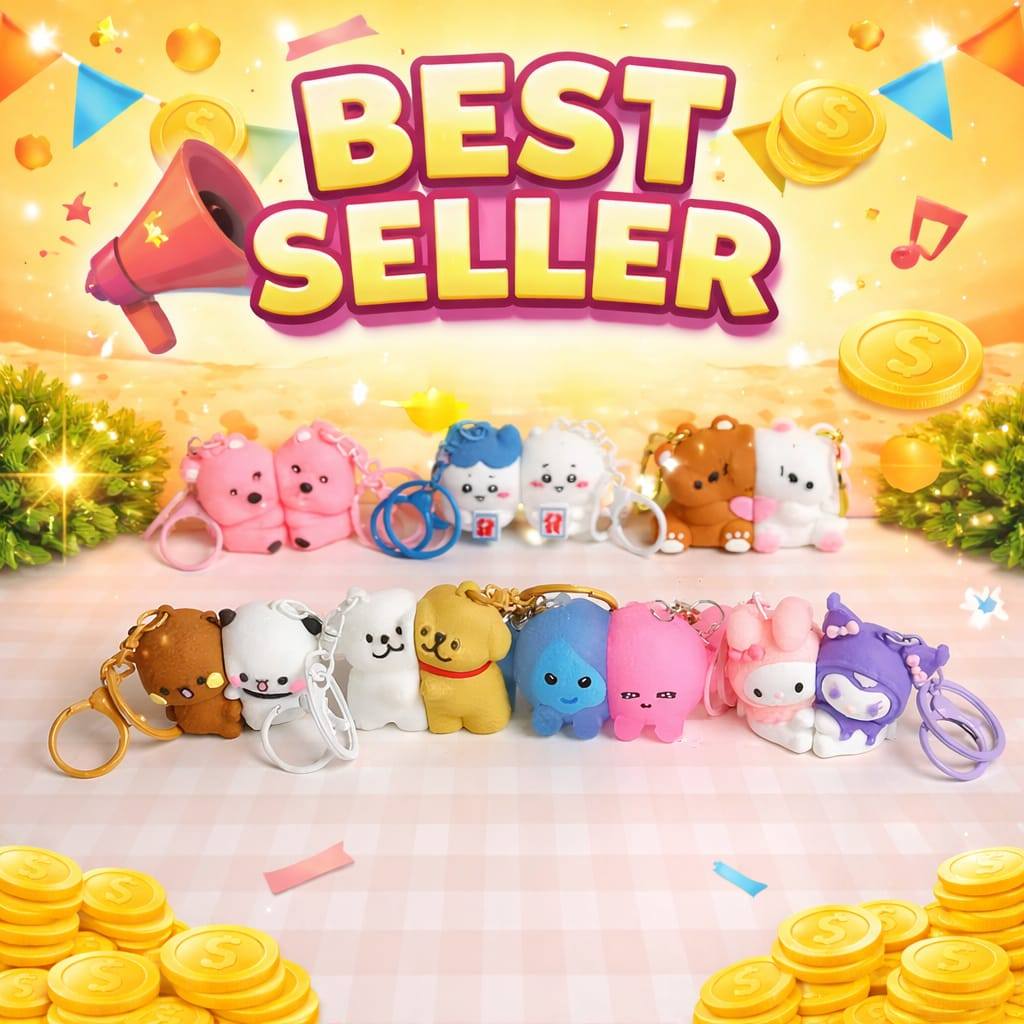 Gantungan Kunci Karakter Magnet 1 Set - Gantungan Kunci Couple Karakter Lucu Keychain