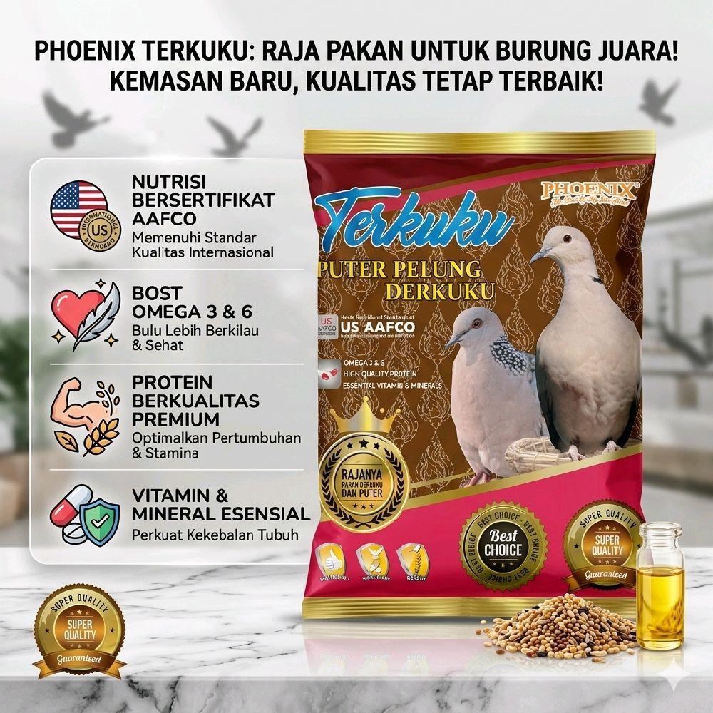 Phoenix Terkuku Raja Pakan Burung Juara Puter Pelung Derkuku Nutrisi AAFCO Bost Omega 3 6 Protein Pr
