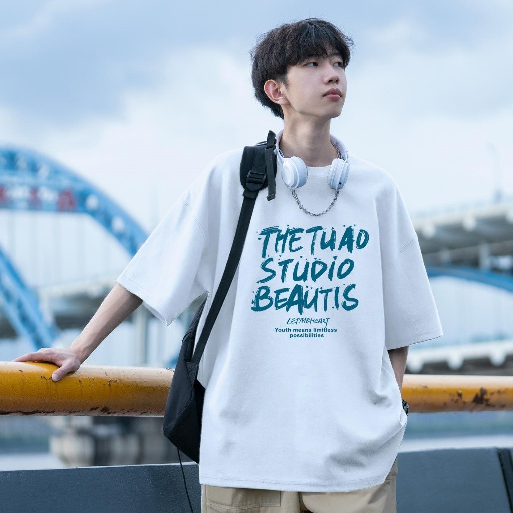 100% Cotton Kaos Pria Putih Dewasa Kaos Distro Import Lengan Pendek Baju Pria Atasan Cowok Tshirt