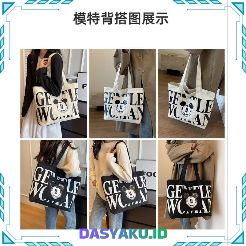 SALE Rizkibag Gentel Woman Mickey Totebag Bahan D300 Wanita Pakai Resleting [PRJ] TERBARU 2026 COD T