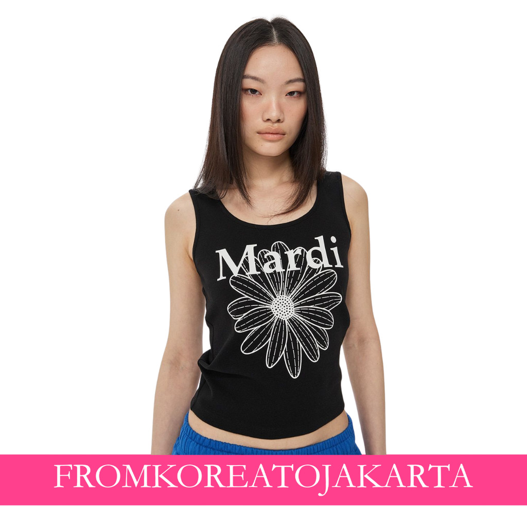 Mrdi Mrcredi Tank Scoop Neck Flowermardi - Black White