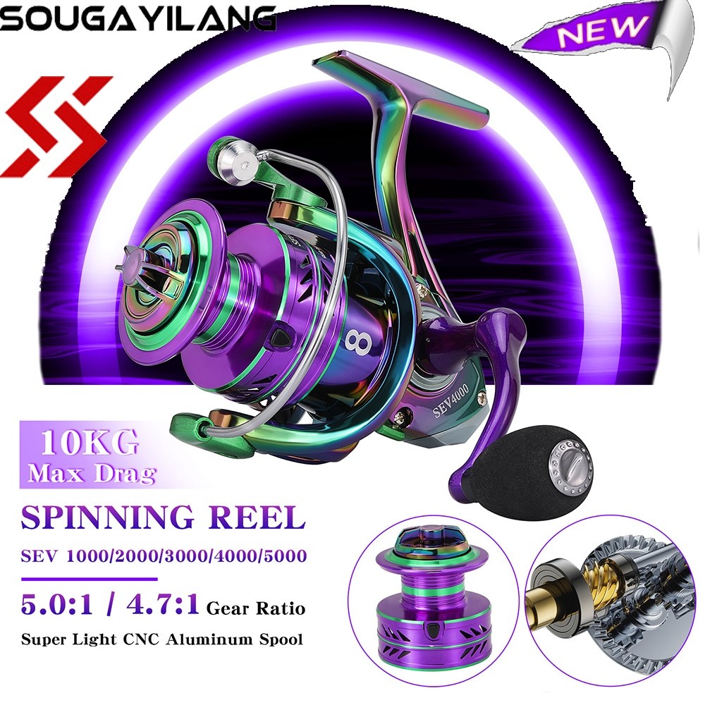 Sougayilang Joran pancing Reel Pancing Seri 1000-5000 Reel Pancing Warna Warni Maks 10KG Gulungan Pa