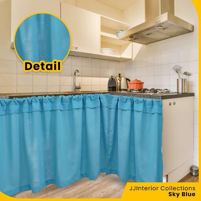Hordeng Kolong Dapur Minimalis Polos Tirai Bawah Kompor - Sky Blue
