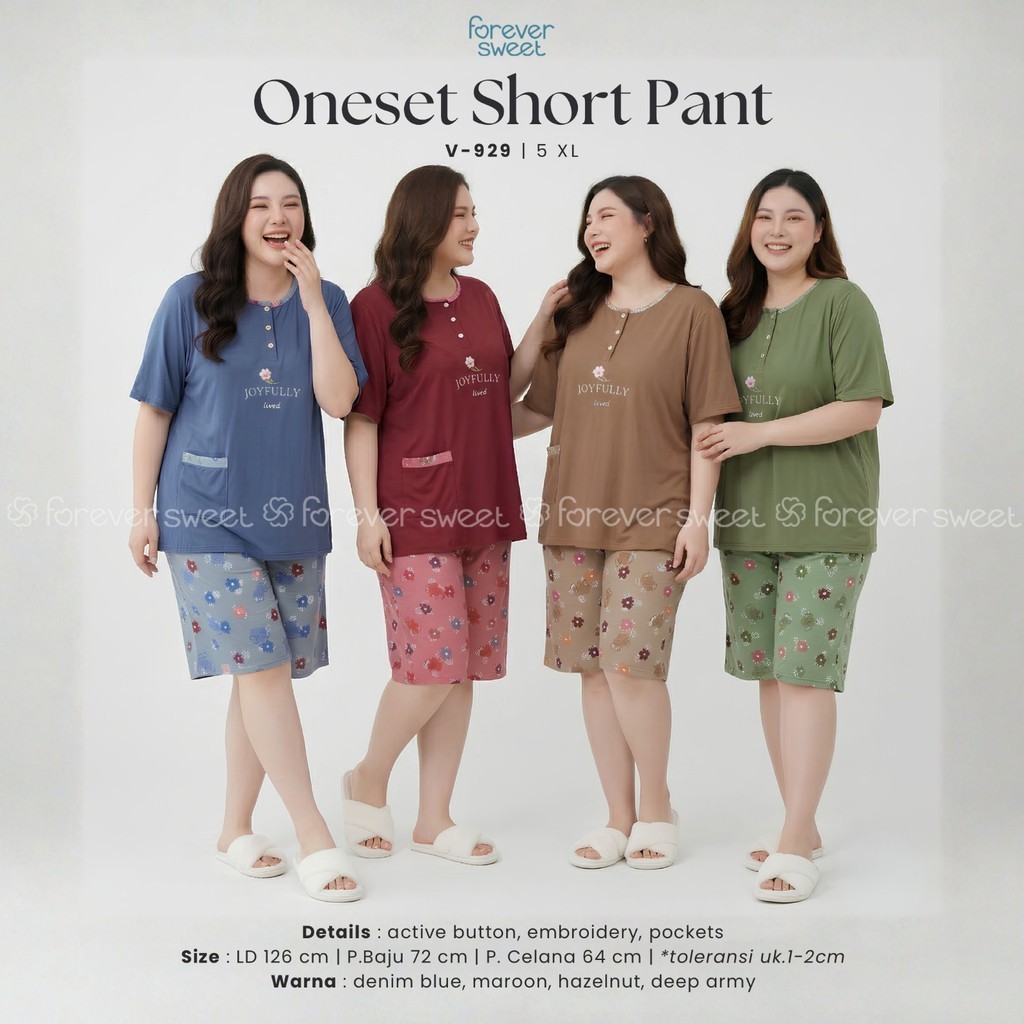 Baby doll setelan Jumbo Pendek Pendek Ukuran 5XL Forever Sweet