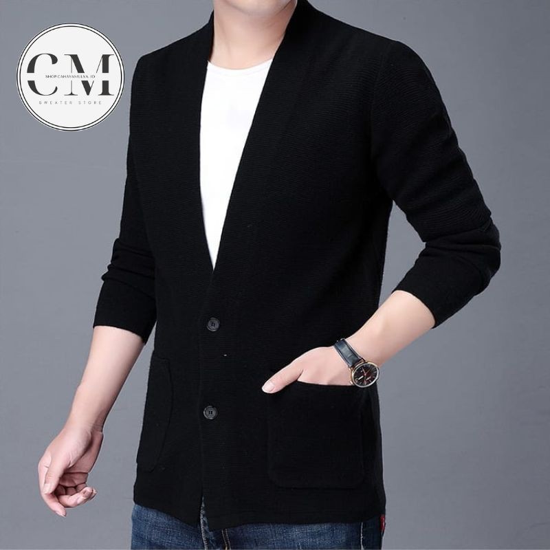 Sweater Pria/ Sweater Kardigan/ Sweater Rajut Pria/ Blezer Sweater/ Cardigan Kancing 100% Cotton Ber
