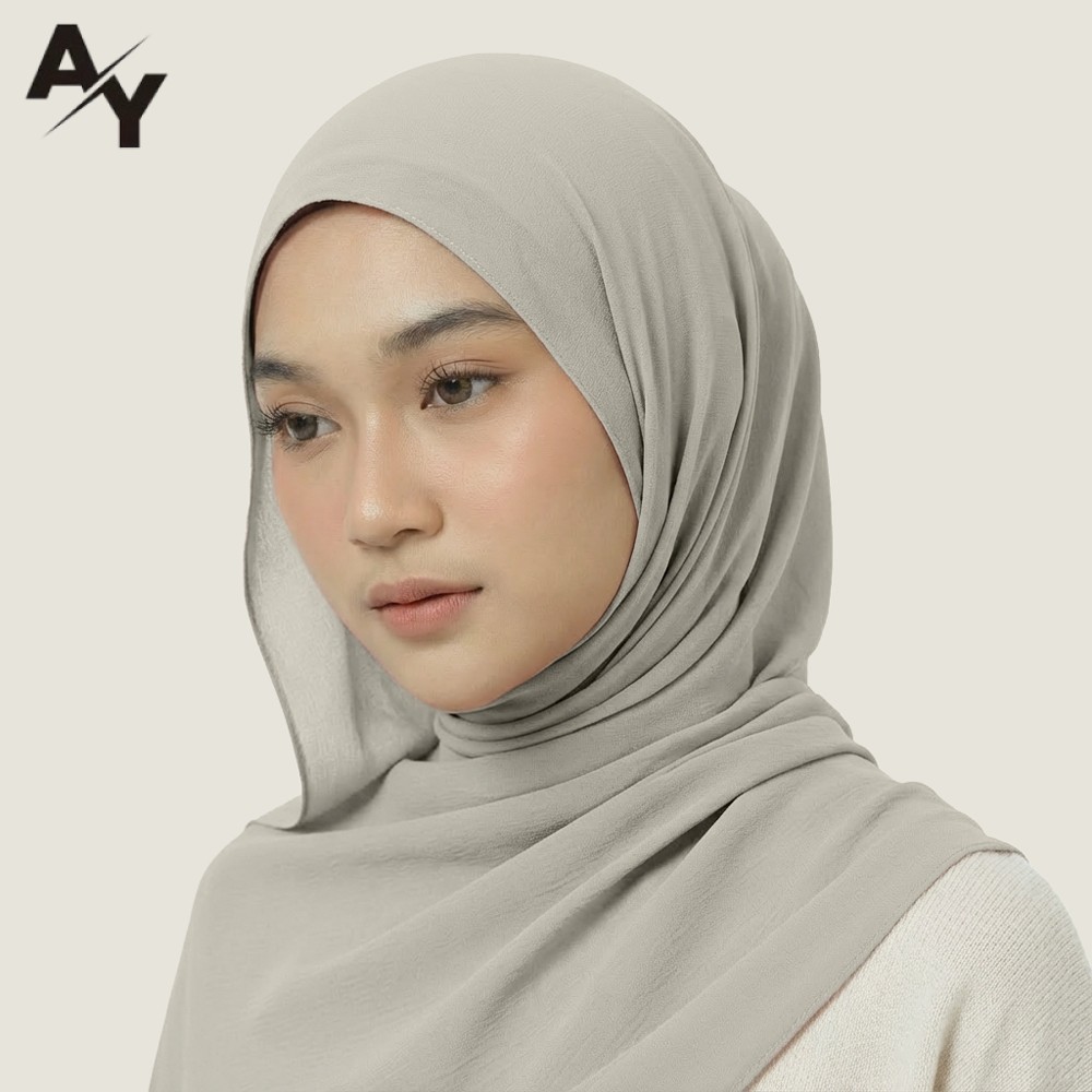 Hijab Pashmina Ceruty Babydoll Super Flowy | Hijab Ceruty Premium Anti Ribet Daily Warna Smoke Grey
