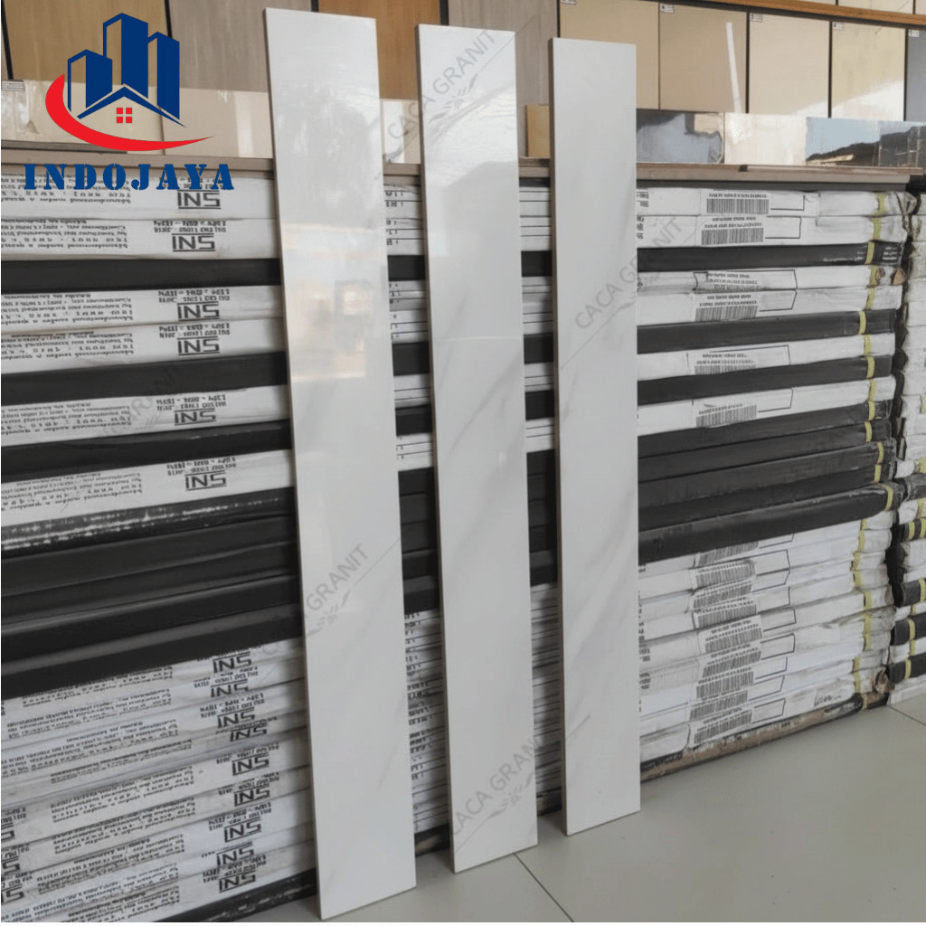 List Granit 10x60 Marmer Carrara Mewah Plint Keramik Lantai Dinding Granite Tile Putih Rapi