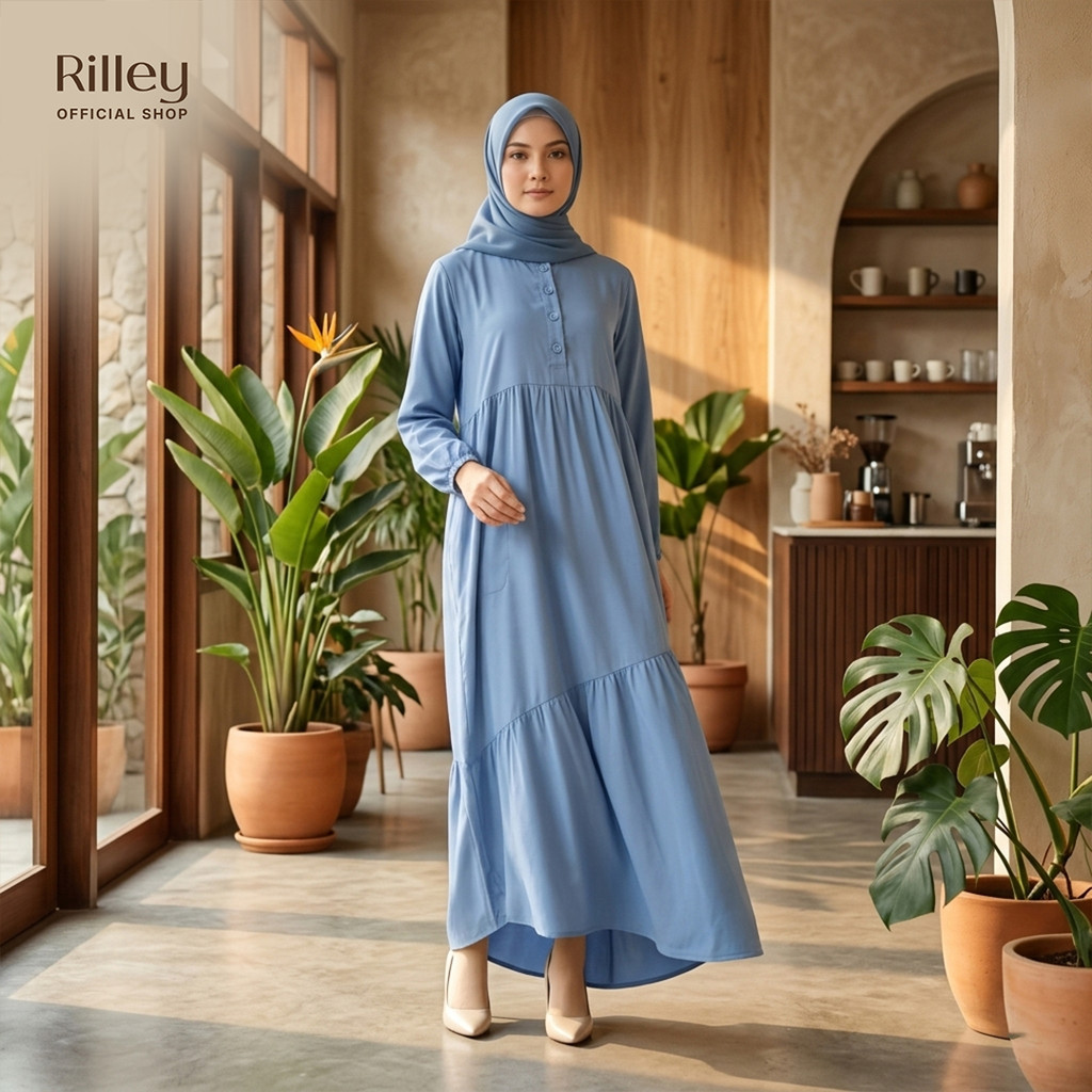 NEW RILLEY - Gamis Hera | Dress Panjang Muslim Wanita Rayon