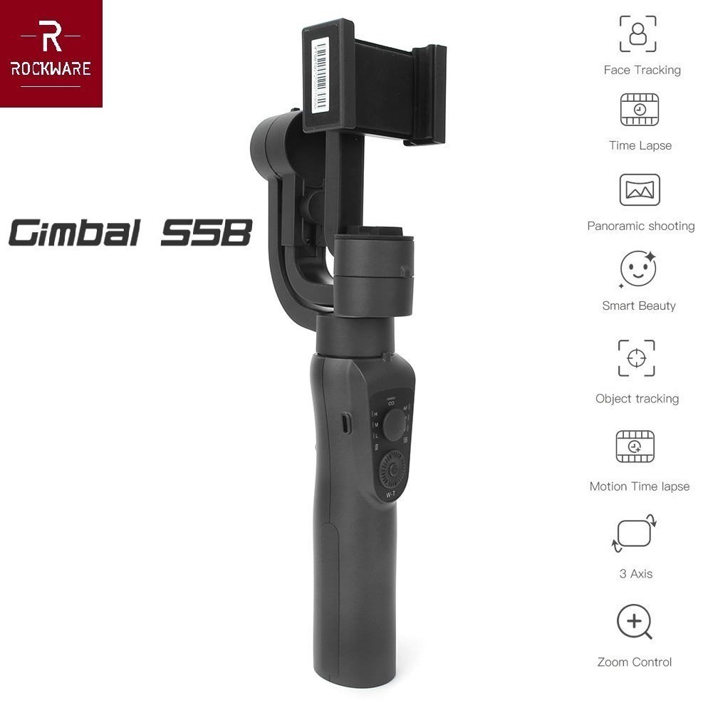AKN88 - ROCKWARE RW-S5B - 3-Axis Folding Stabilizer - Gimbal Smartphone