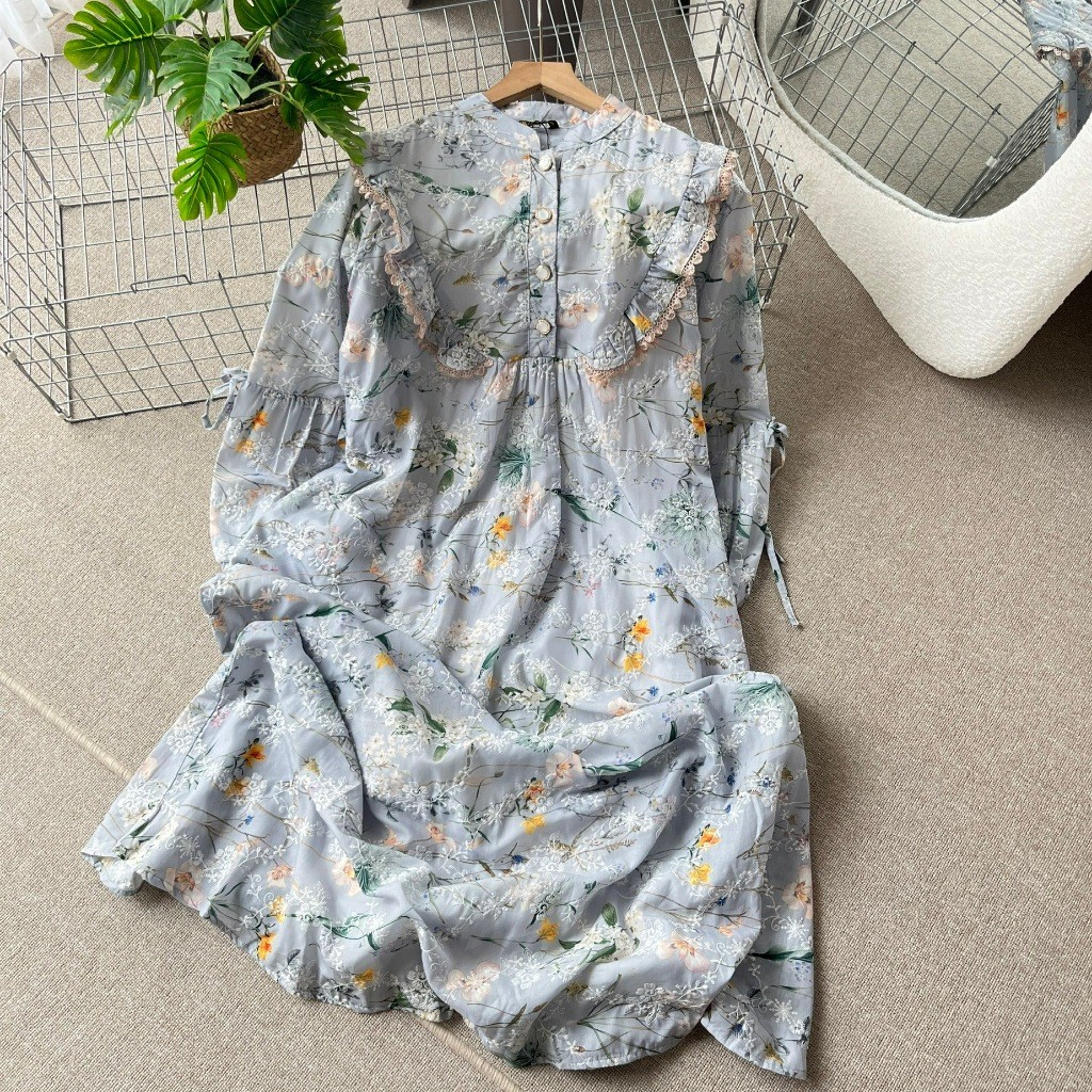 ELSA Gamis Katbor Elegan Lengan Balon - Gamis Bordir Crew Neck