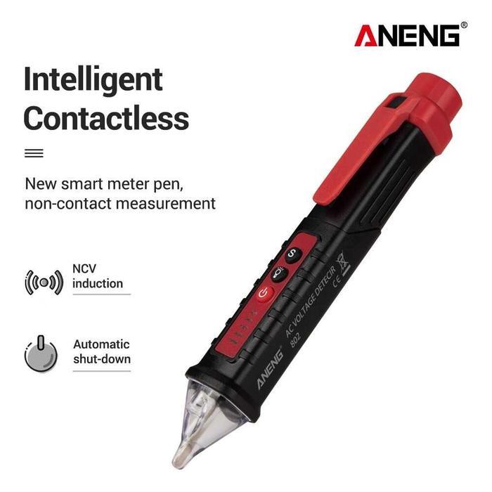 Tespen Tester Non Contact AC Voltage Alert Detector ANENG VD802 - Hitam