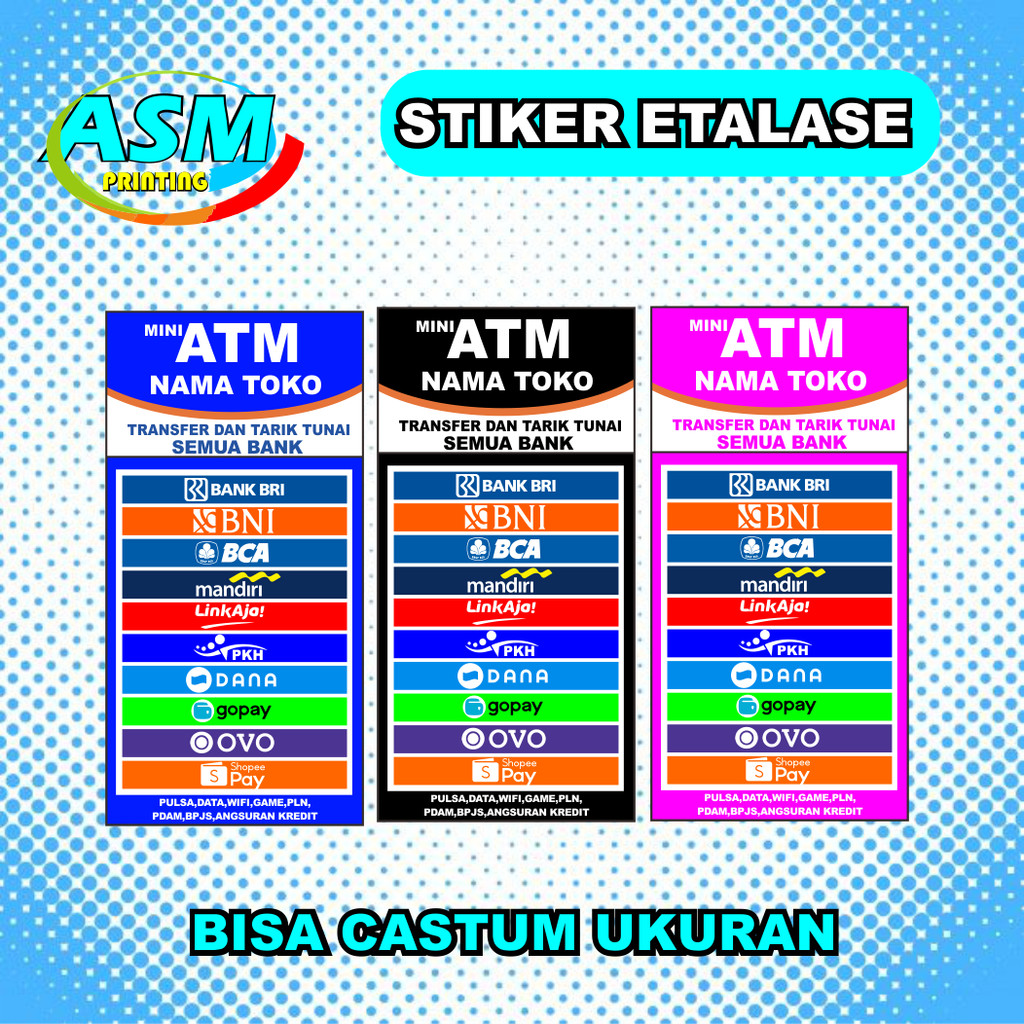 CETAK BANNER SPANDUK KONTER TOKO ATM MINI