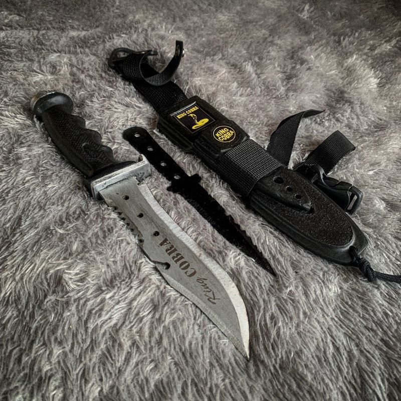 PERKAKAS SUKABUMI Pisau Outdoor Cobra Anak Hitam Panjang Total 30cm