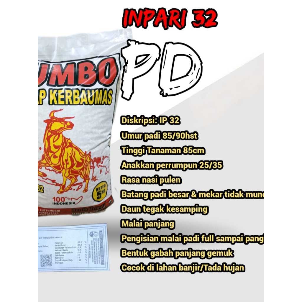 Promo_ BIBIT BENIH PADI INPARI 32 PD JUMBO CAP KERBAU MAS Terlaris