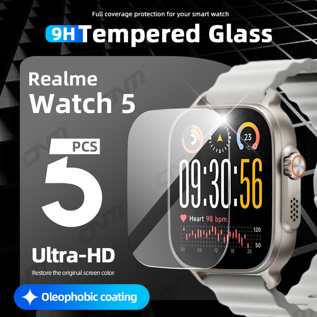 9H Tempered Glass for Realme Watch 5, Premium Screen Protector Durable HD Anti-scratch Film for Real