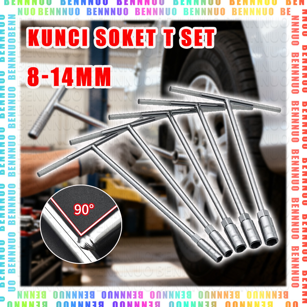 Kunci Sok T Set Paket Kunci T Sock Set 4pcs Kunci Sok T / T Socket Wrench 8-14 MM T-Type Box Wrench 