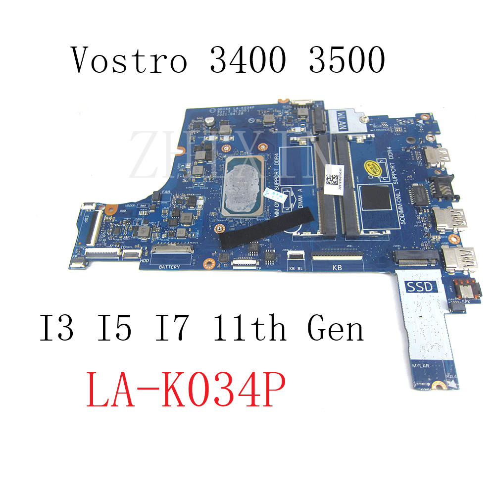 For Dell Vostro 3400 3500 piron 3501 Laptop Motherboard DDR4 With i3-1115G4 i5-1135G7 i7-1165G7 CPU 