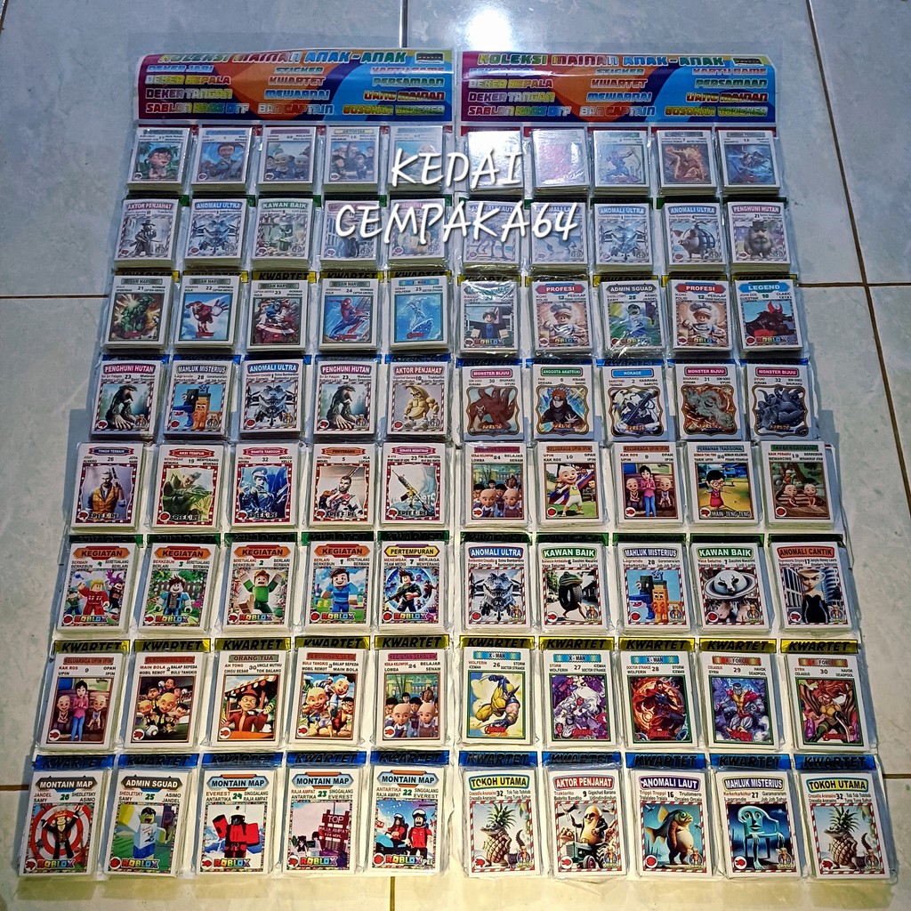 KARTU KWARTET KUARTET KECIL MAINAN ANAK GAMBAR KARAKTER JADUL 1BUNGKUS 1SI 32LEMBAR TUNG TUNG SAHUR 