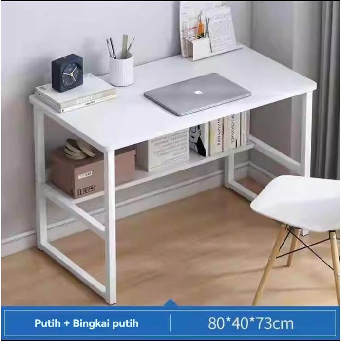Furnibest Meja Komputer Meja Gaming Meja Belajar Meja Desktop - 45-80 Putih
