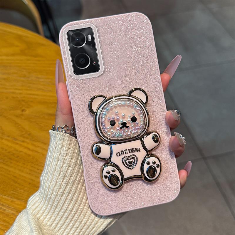 Soft Silikon Case Hp Untuk OPPO A96 4G Casing Softcase Untuk OPPOA96 4G CPH2333 Glitter Dengan Bear 