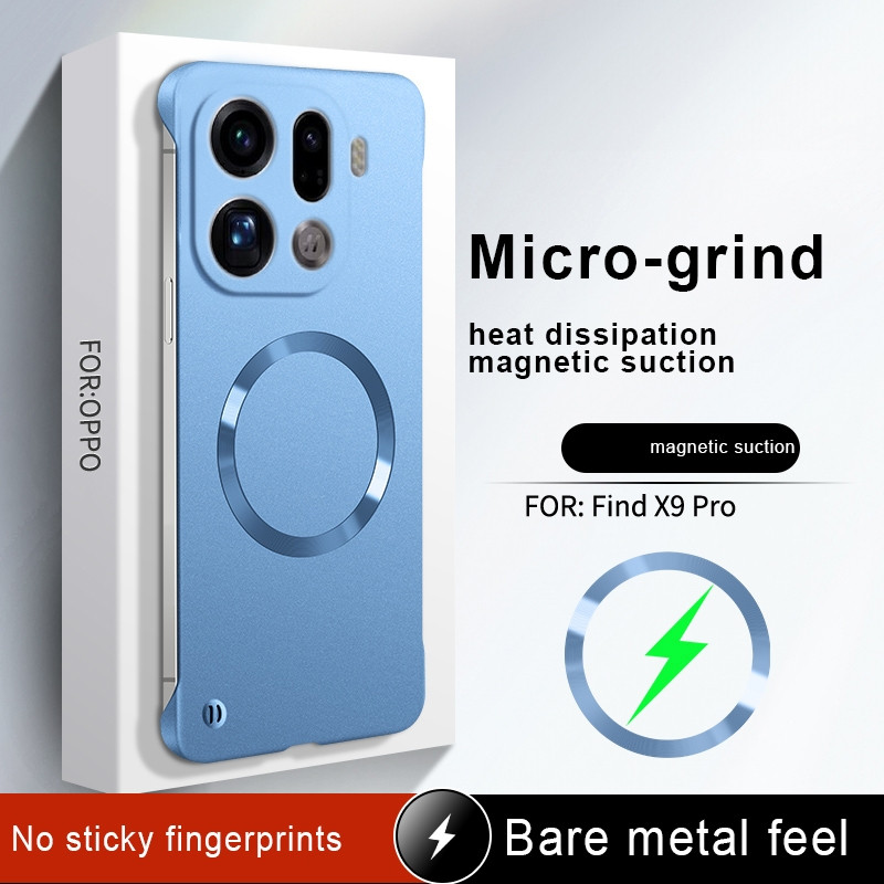 For OPPO Find X9 X8S X8 Ultra Reno 14 13 Pro Case Slim Frameless Metal Painted Frosted PC Hard Magne