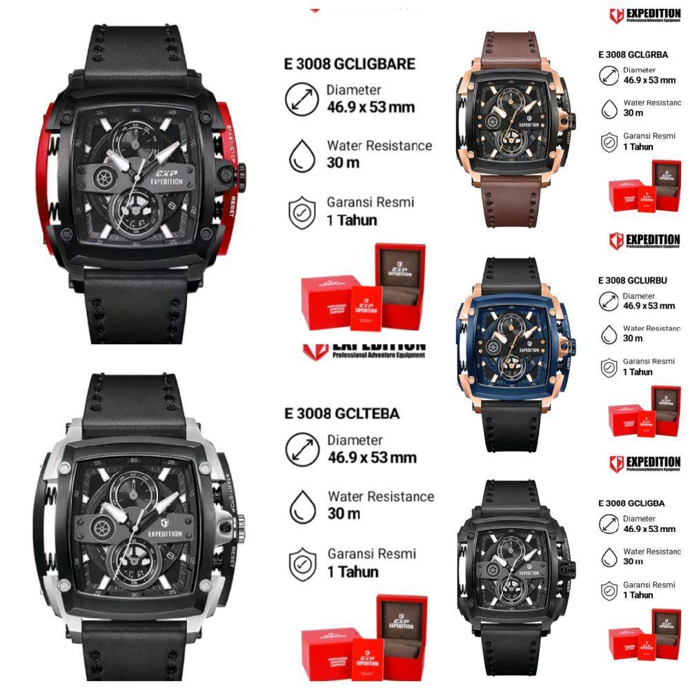 Jam Tangan Pria EXP Expedition 3008 | E3008 | E 3008 | Original tali kulit