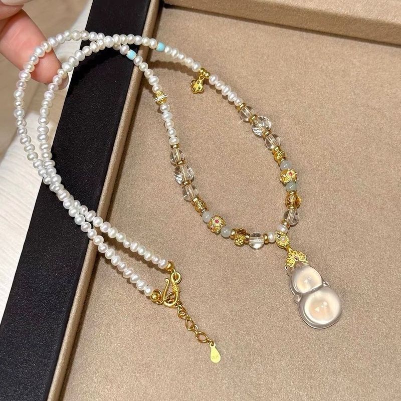 High Ice High Transparency Natural Pearl White Crystal Jade Necklace Choker for Women