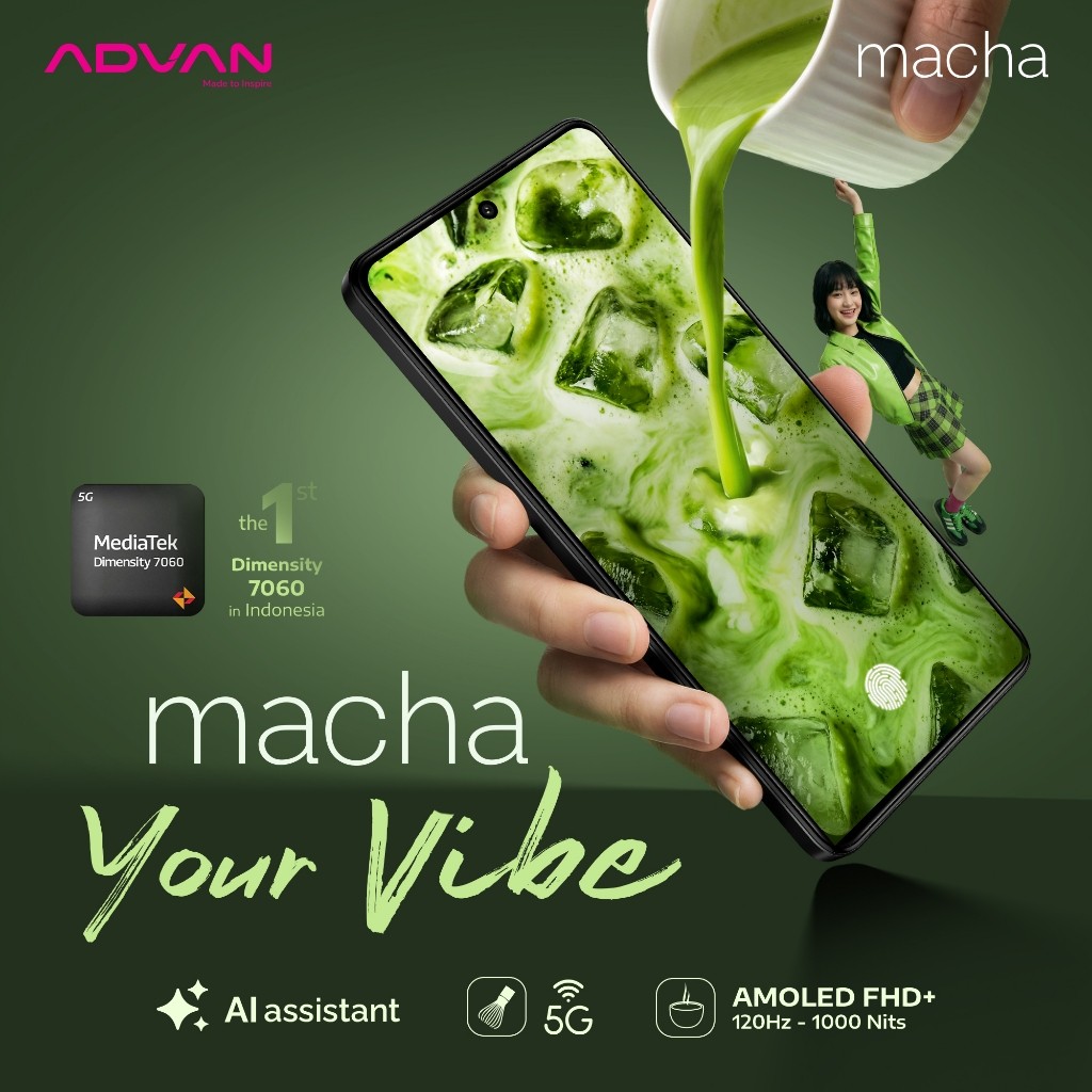 ADVAN Smartphone Macha 5G | Dimensity 7060 | AMOLED 6.67 Inch | RAM 8GB+8GB | Storage 256GB UFS 2.2 