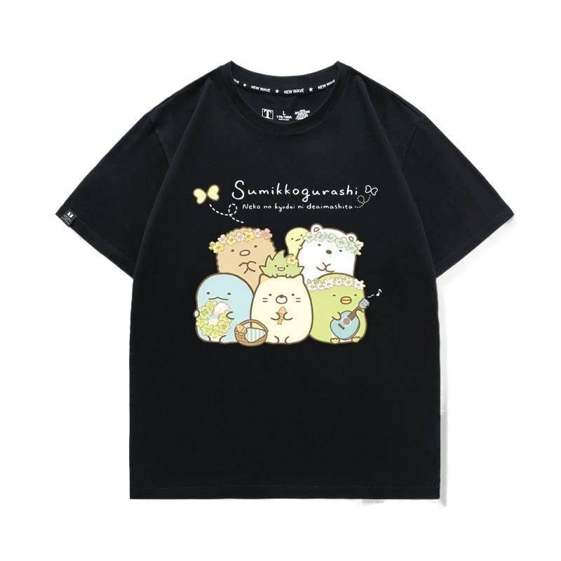Kaos T-shirt Lengan Pendek Unisex, Motif Kartun Sumikko Gurashi, Bahan Katun Premium, Model Oversize