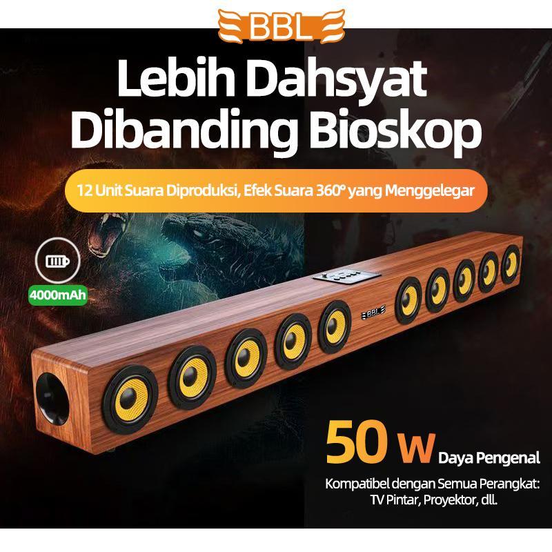 Soundbar BBL-M10 10 Speaker, Bluetooth 5.3, Bass 360° & Kayu Solid - Suara Cinema di Rumah