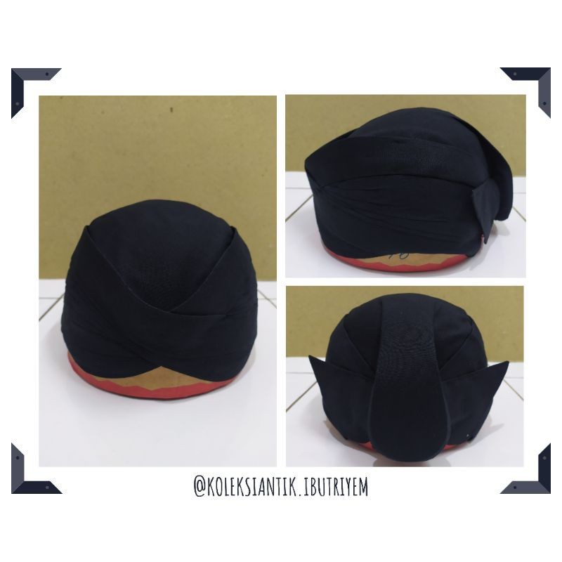 Blangkon Solo Perbawan Hitam Polos Alusan Lemesan | Bisa Dicuci Bisa Dilipat