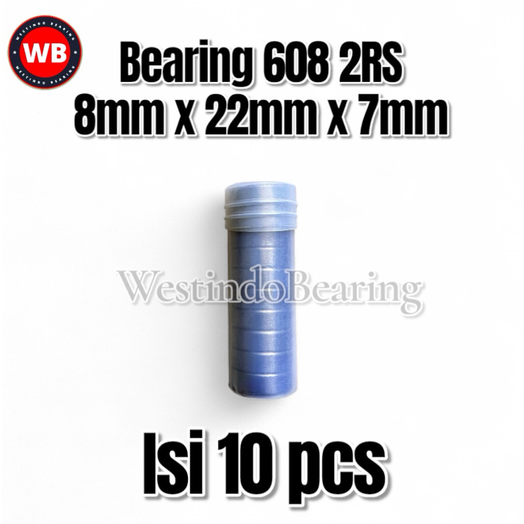Bearing 608 2RS Isi 10pcs Laher Lahar Laker Kipas Angin 608RS 6082RS 8x22x7mm