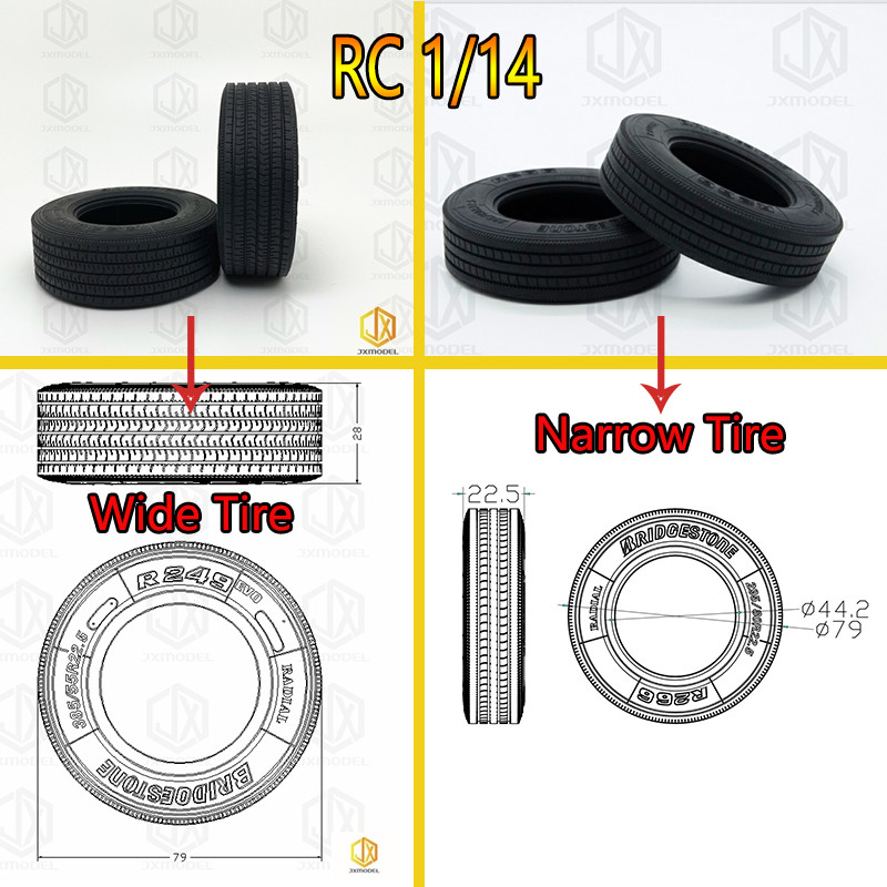 RC Model Narrow Tire Wide Tire 1Pair Upgrades For 1/14 Tamiya Rc Truck Trailer Suitable For Specific