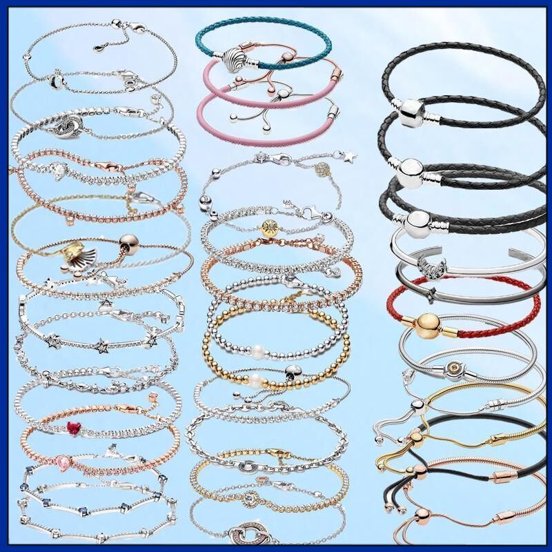 Mode mewah ringan 925 gelang Panjia perak, gelang tali kulit, gelang teleskopik