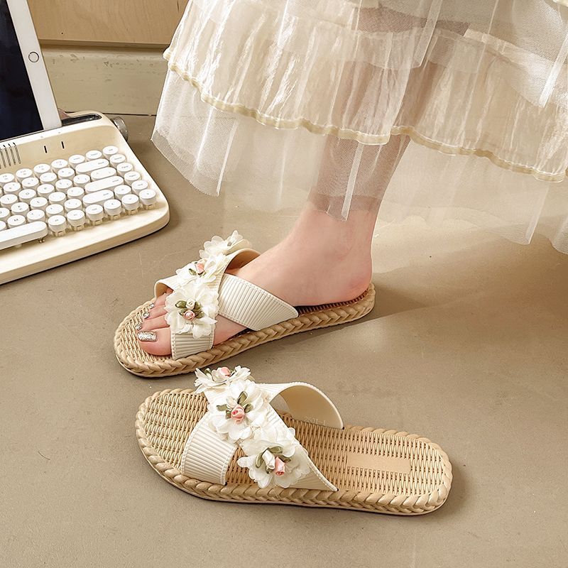 [COD] Sandal Selop Motif Bunga Prancis untuk Wanita Gaya Baru Sandal Pantai Modis