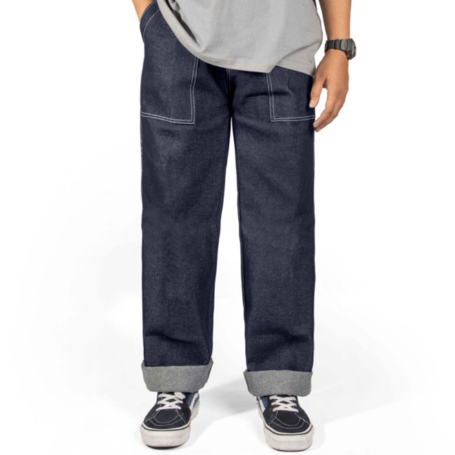 CUCI GUDANG OUTRICH - CELANA FATIGUE DENIM REGULER / FATIGUE DENIM BLUE BLACK