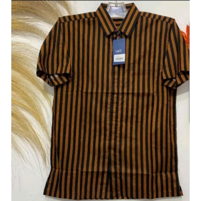 Kemeja Batik Lurik Pria Dewasa Katun S-XXXL Diskon