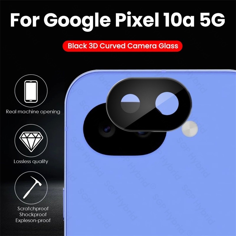 Black 3D Lens Case for Google Pixel 10a 5G 9H Curved Camera Protector Tempered Glass on Googel Gogle